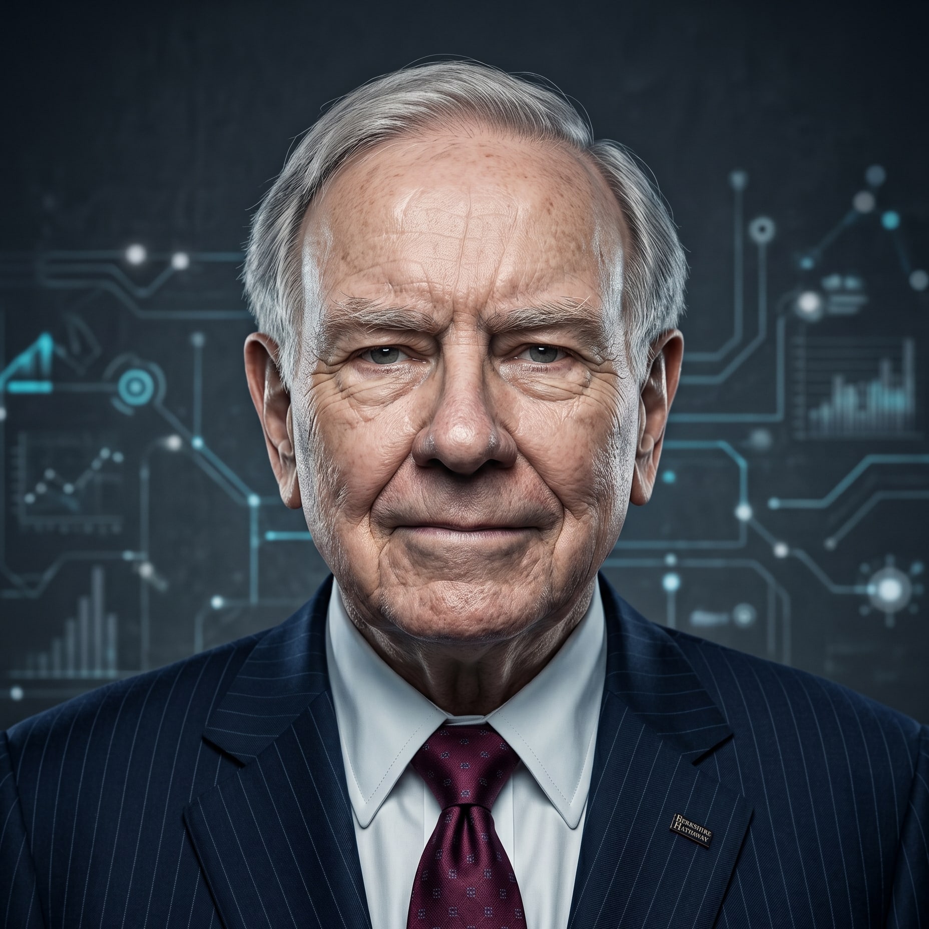 Warren Buffett in an AI-generated portrait representing an iPulse AI research persona