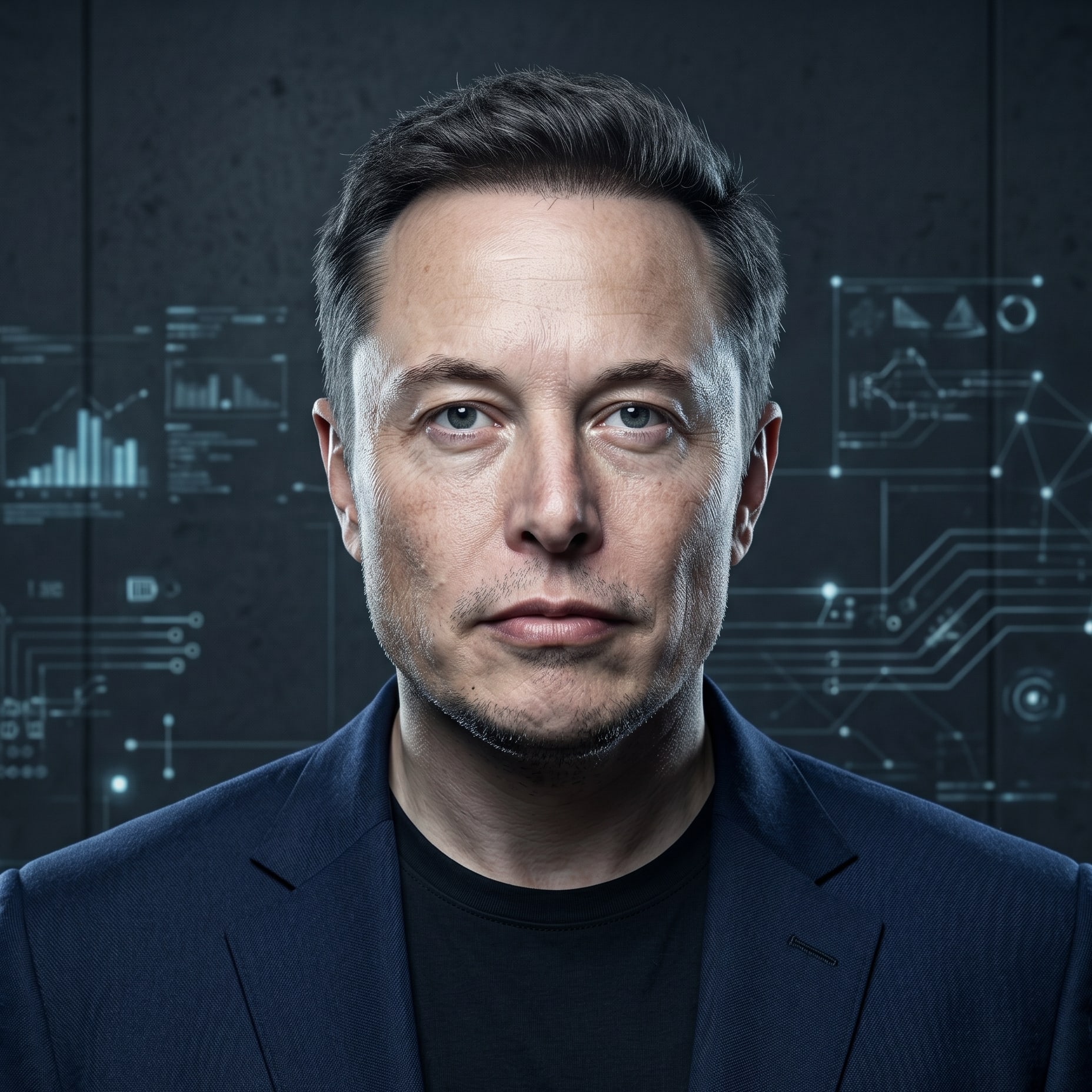 Elon Musk in an AI-generated portrait representing an iPulse AI research persona