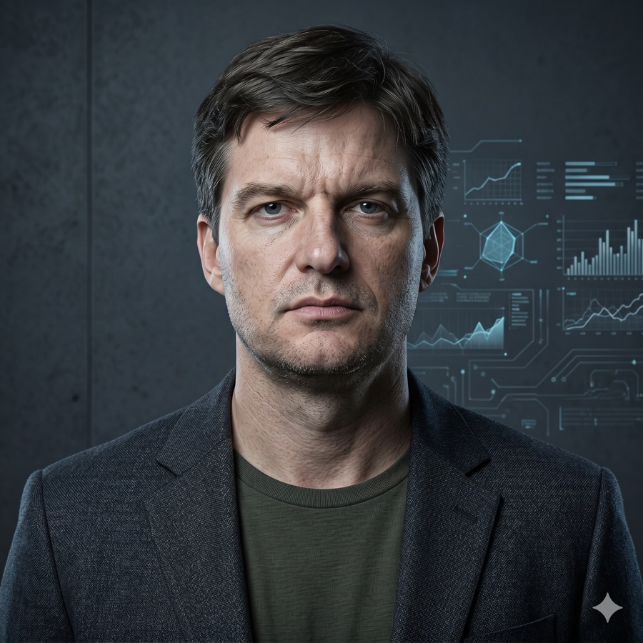 Michael Burry AI analyst persona portrait