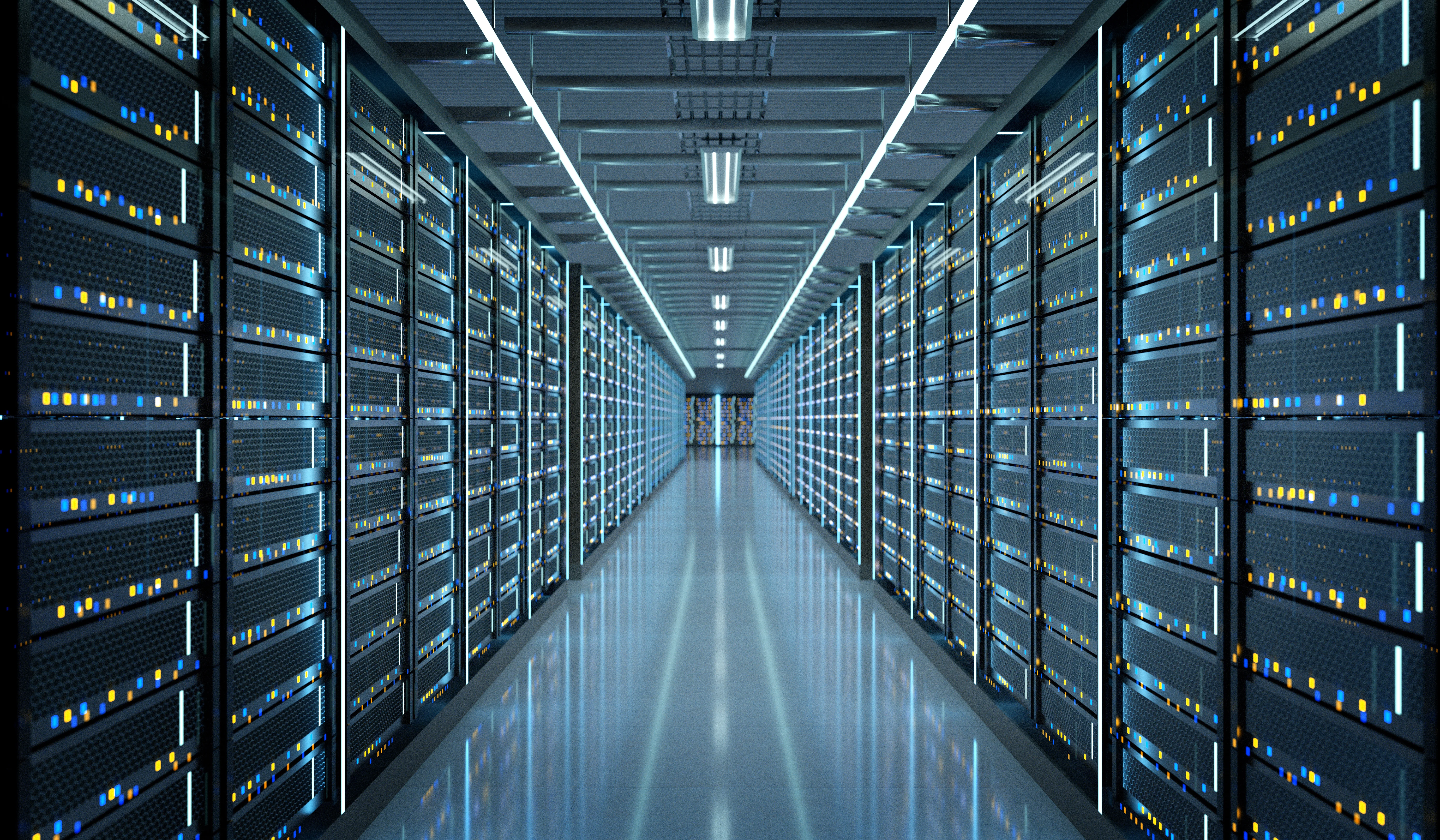 Data center representing iPulse AI computing power for financial analysis